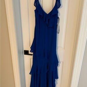 Lulu's Royal Blue Asymmetrical Ruffle Dress